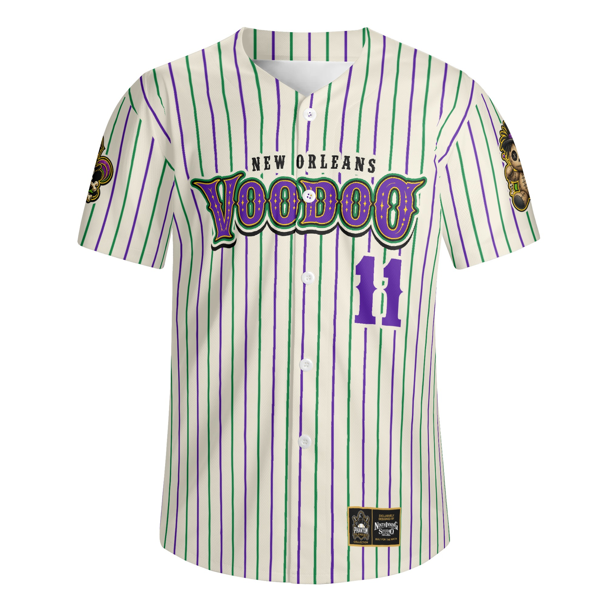 Ninth Inning Studio New Orleans Voodoo Home Pinstripes Baseball Jersey
