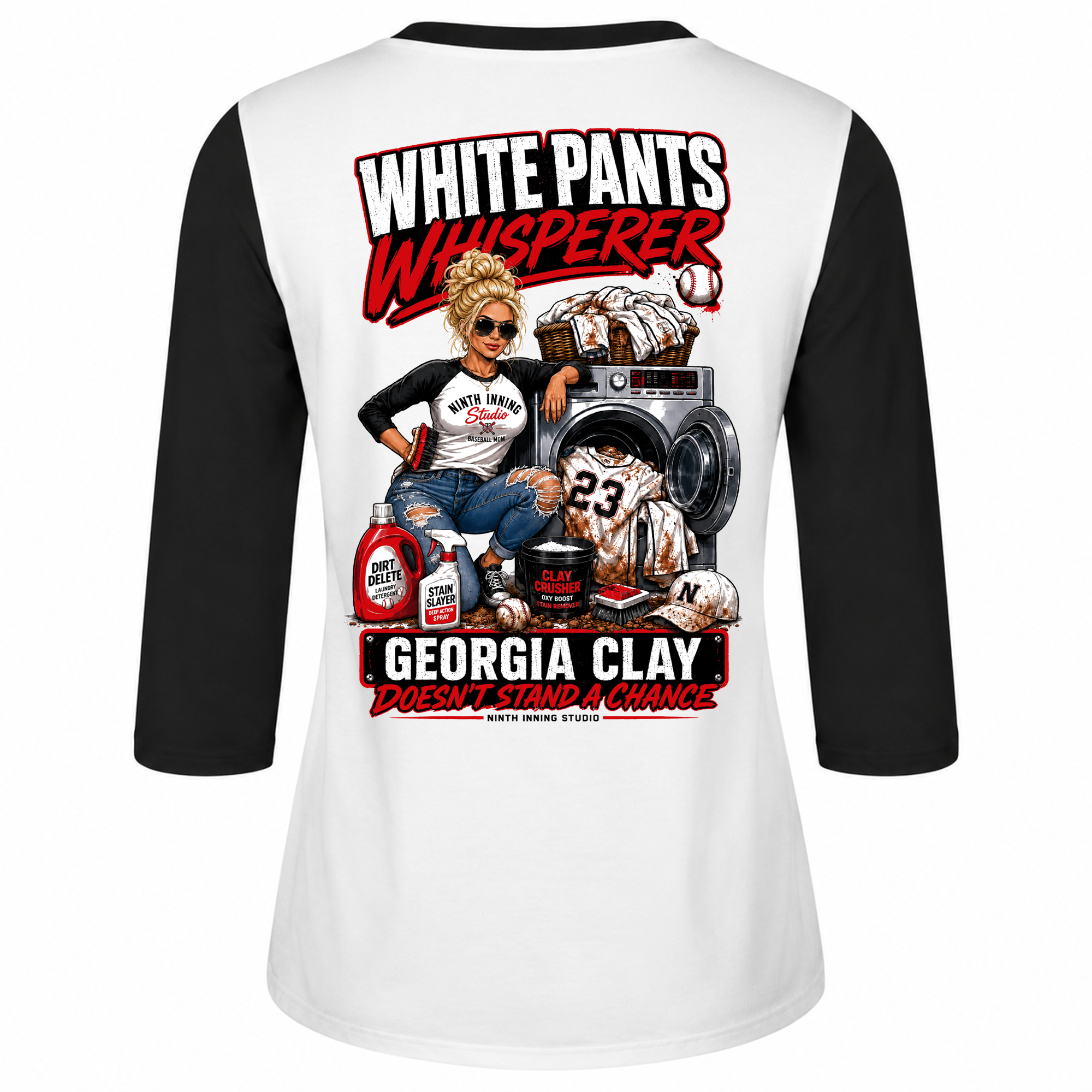 Ninth Inning Studio White Pants Whisperer Women's 1/2 Sleeve Tee-Red/Blonde