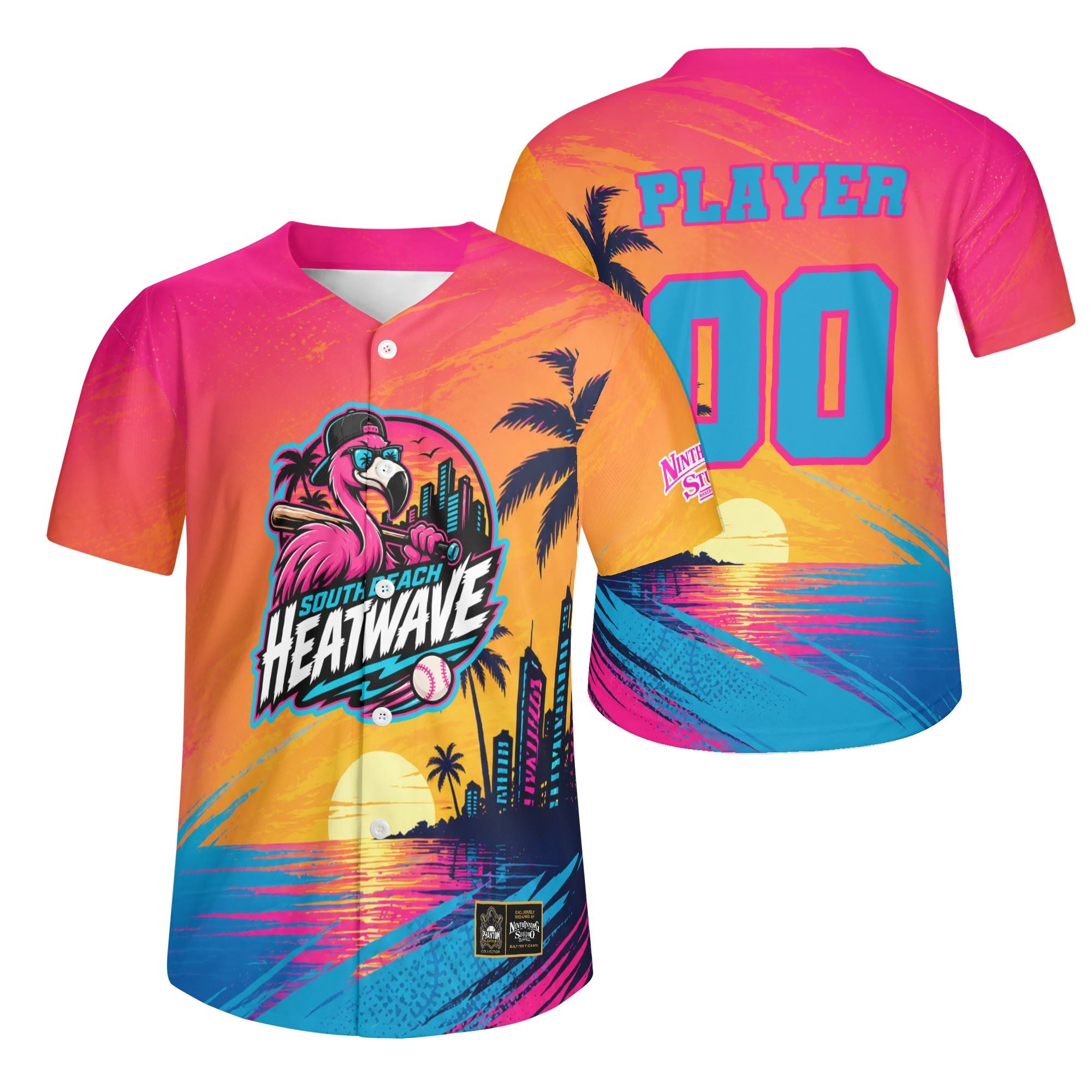Ninth Inning Studio South Beach Heatwave Mascot Baseball Jersey