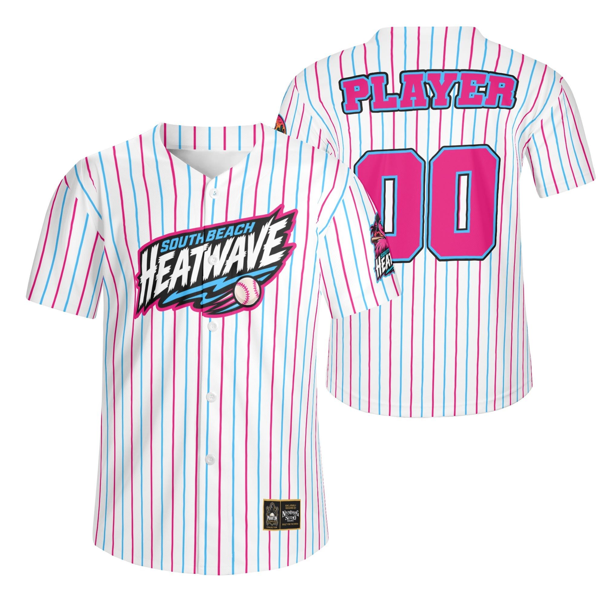 Ninth Inning Studio South Beach Heatwave Pinstripes Home Baseball Jersey