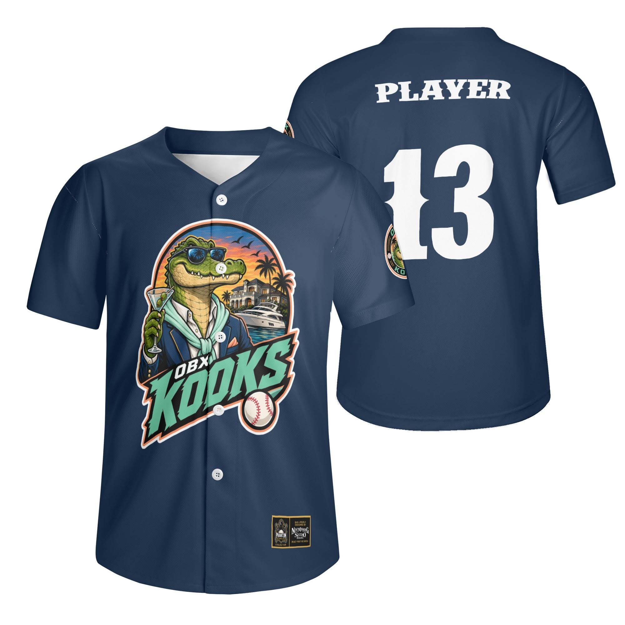 Ninth Inning Studio OBX Kooks Mascot Alternate Navy Baseball Jersey
