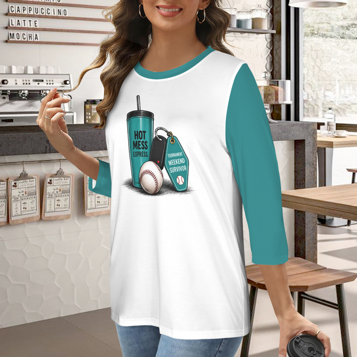Ninth Inning Studio Travel Ball Mom Runs On Women's Half-Sleeve Tee