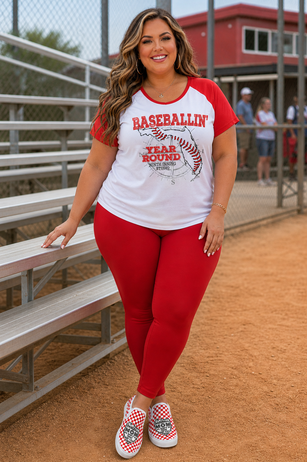 Ninth Inning Studio Baseballin' Women's Round Neck Raglan Sleeve Tee