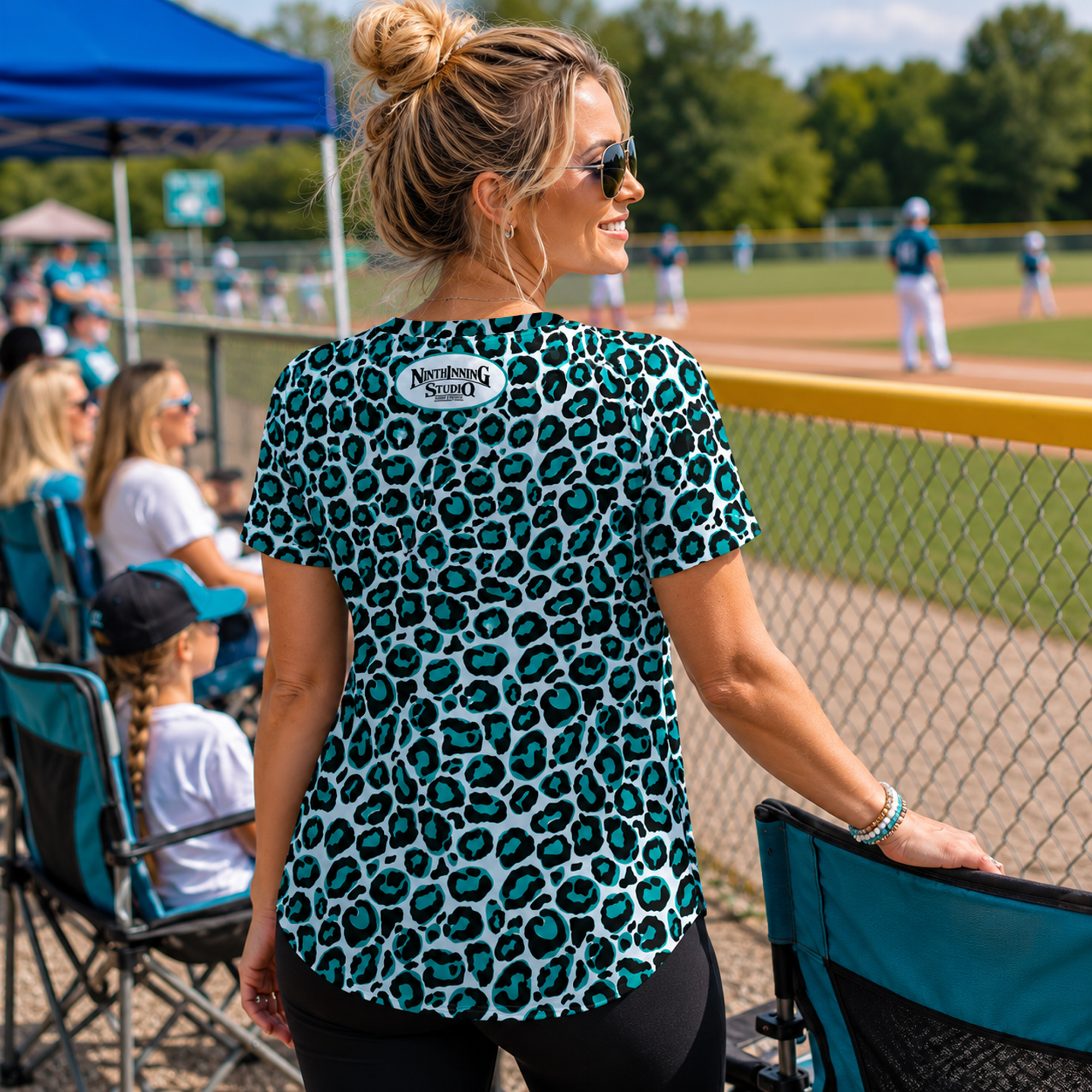 Ninth Inning Studio Baseball Mom Square-Neck Tee