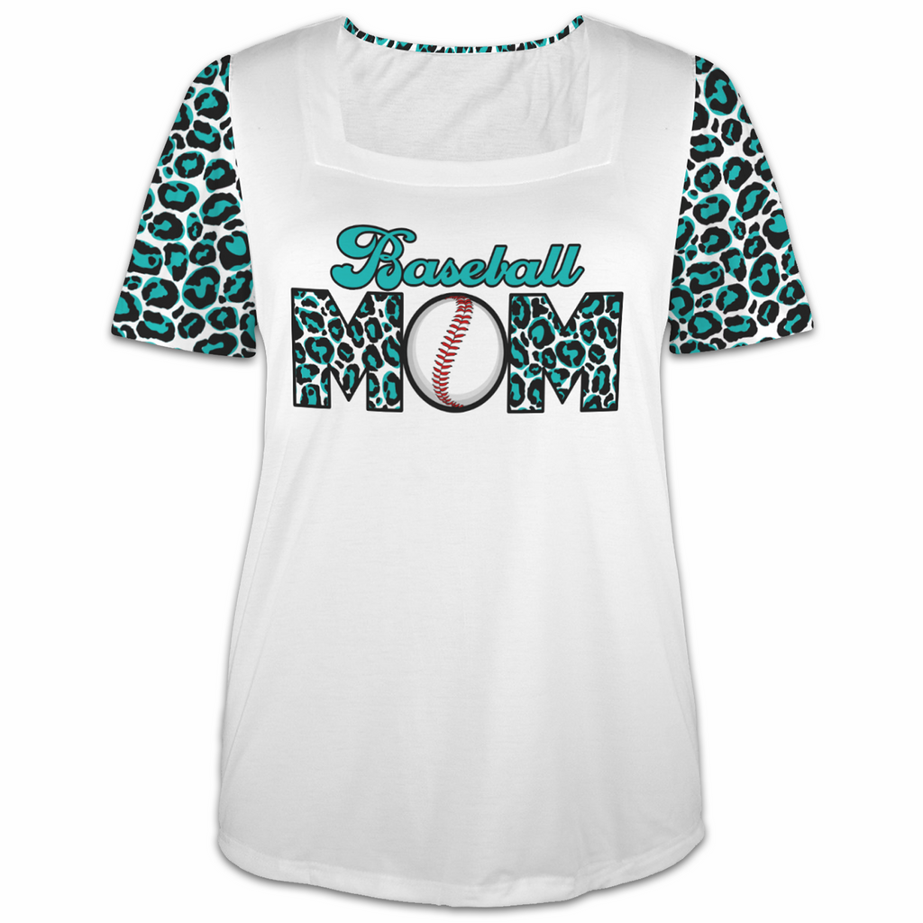 Ninth Inning Studio Baseball Mom Square-Neck Tee