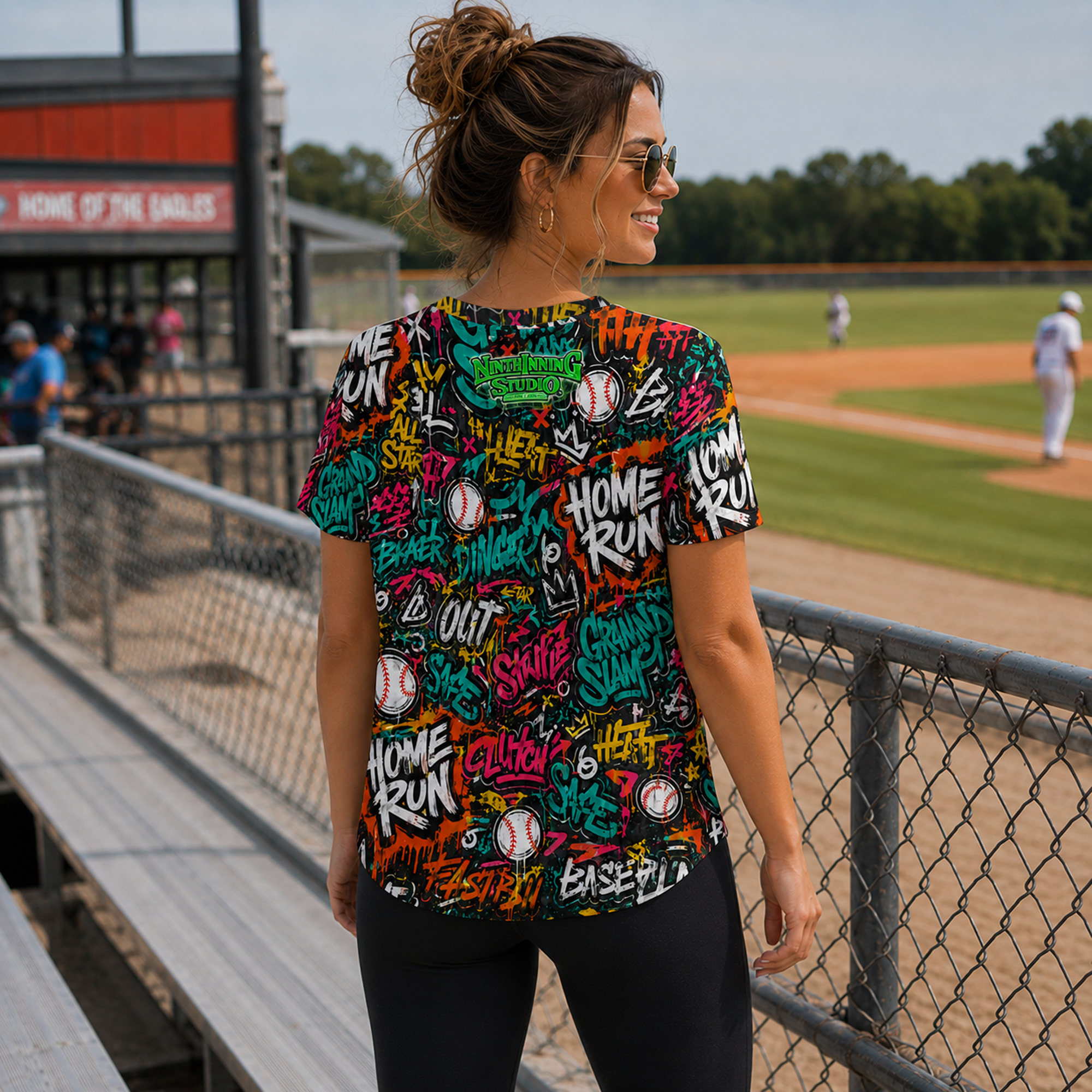 Ninth Inning Studio Baseball Mom Square-Neck Tee