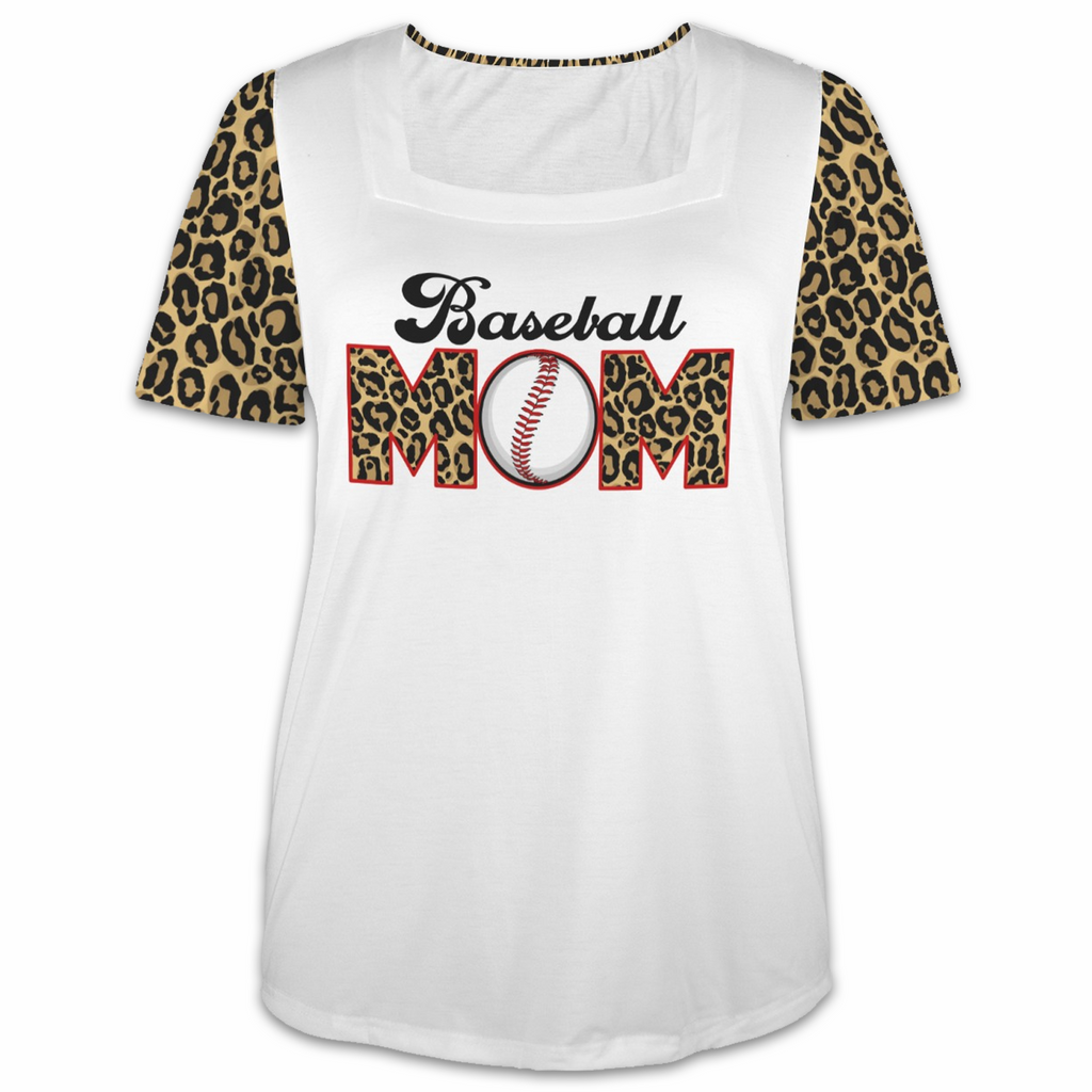 Ninth Inning Studio Baseball Mom Square-Neck Tee