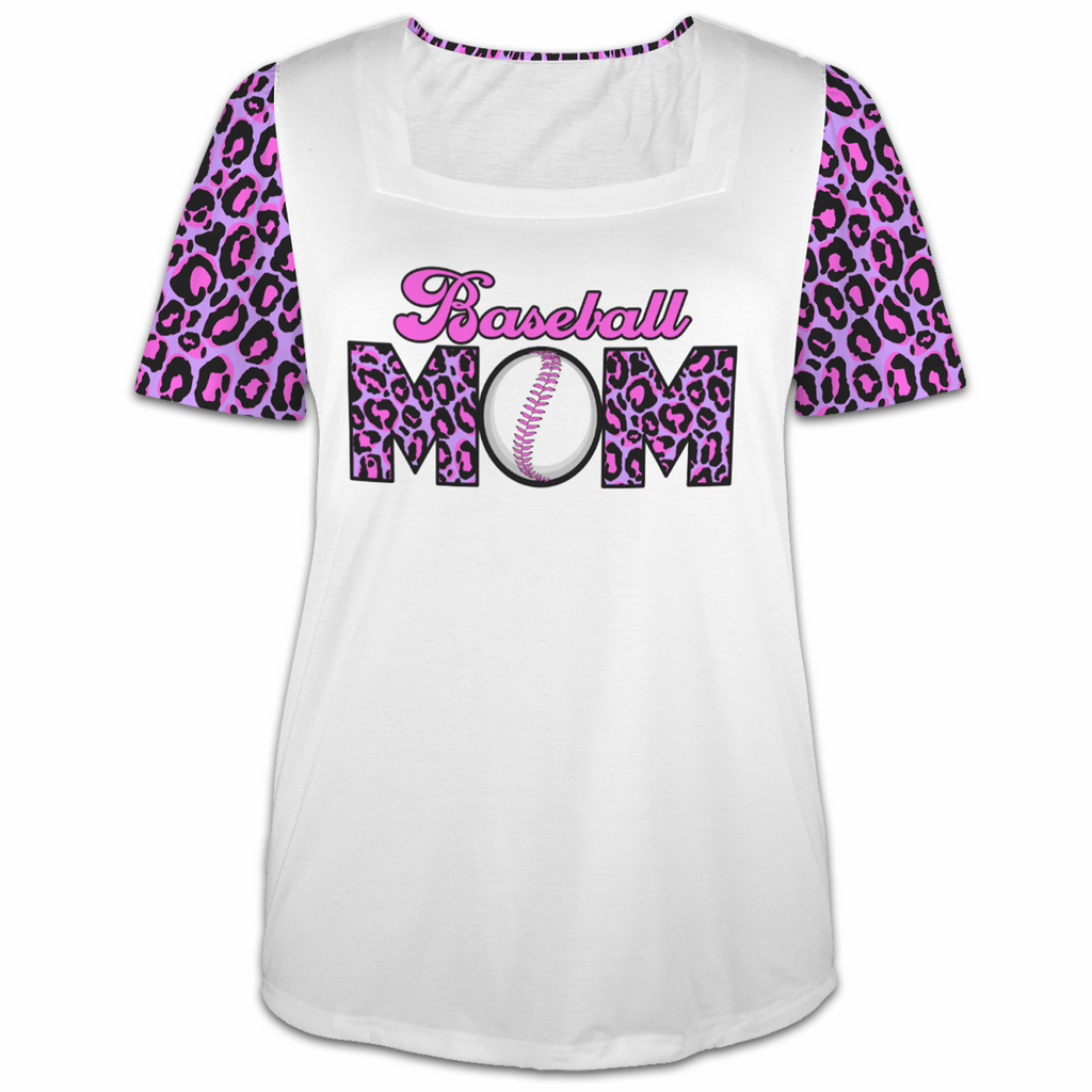 Ninth Inning Studio Baseball Mom Square-Neck Tee
