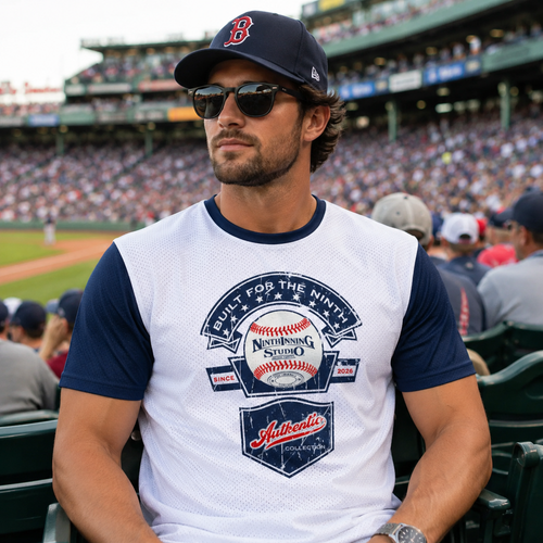 Ninth Inning Studio "Built for the Ninth" Authentic Collection Tee-White/Navy