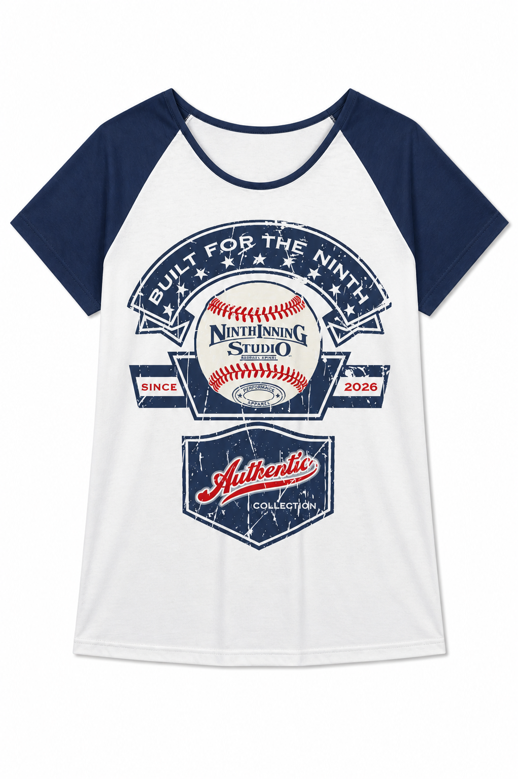 Ninth Inning Studio Built for the Ninth Women's Round Neck Raglan Sleeve Tee