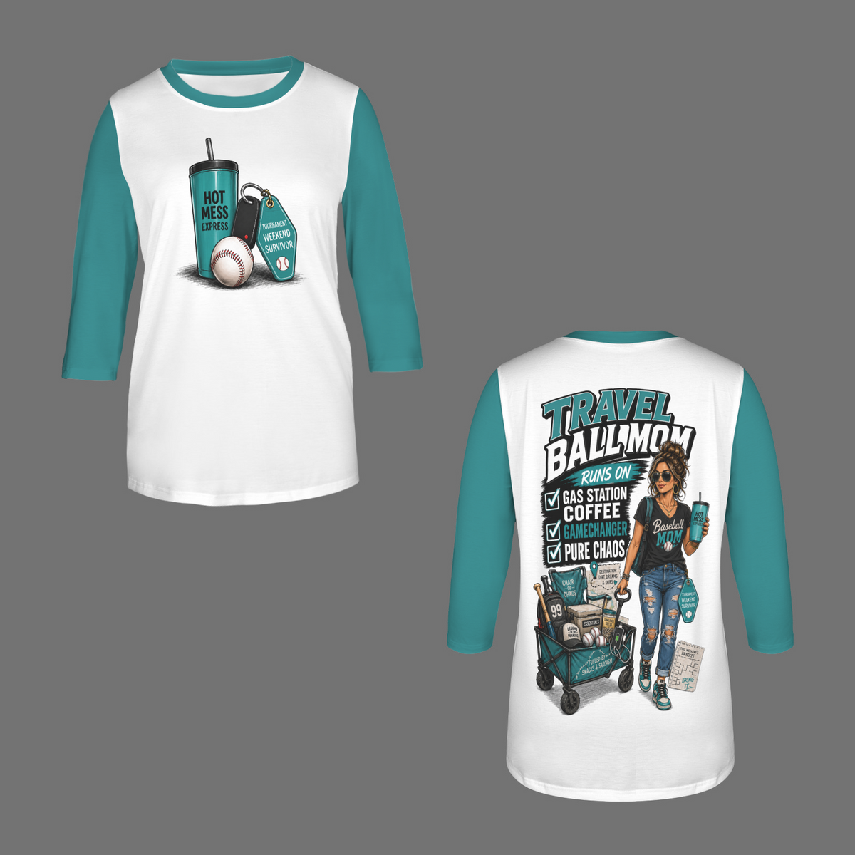 Ninth Inning Studio Travel Ball Mom Runs On Women's Half-Sleeve Tee