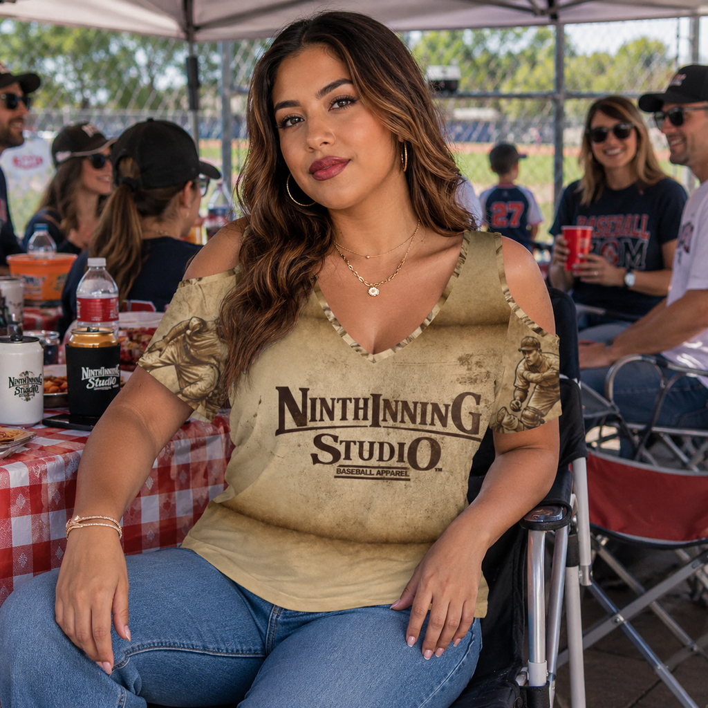 Ninth Inning Studio Vintage Players Women's Cold-Shoulder Tee