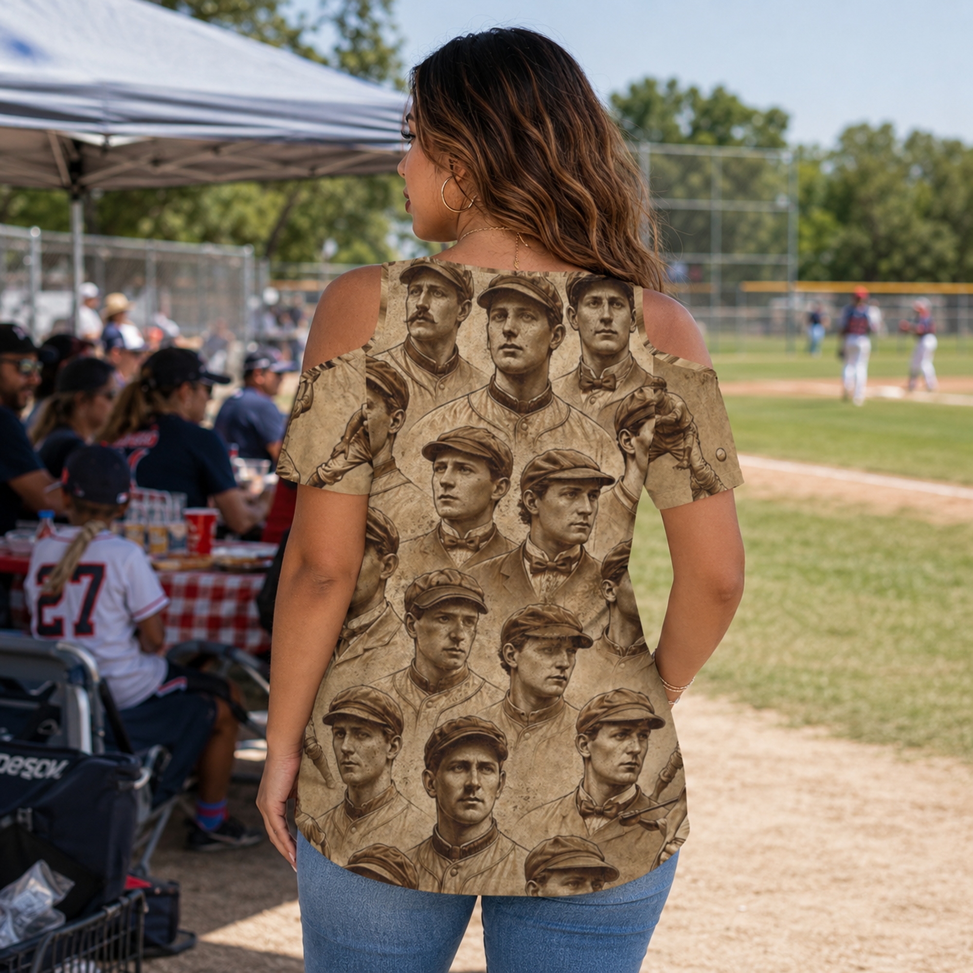 Ninth Inning Studio Vintage Players Women's Cold-Shoulder Tee