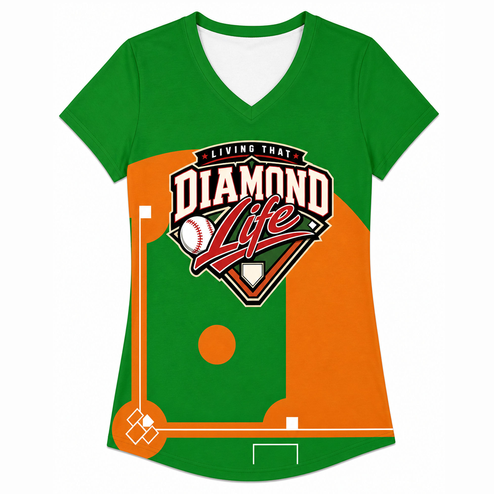 Ninth Inning Studio Diamond Life Women's V-Neck Tee