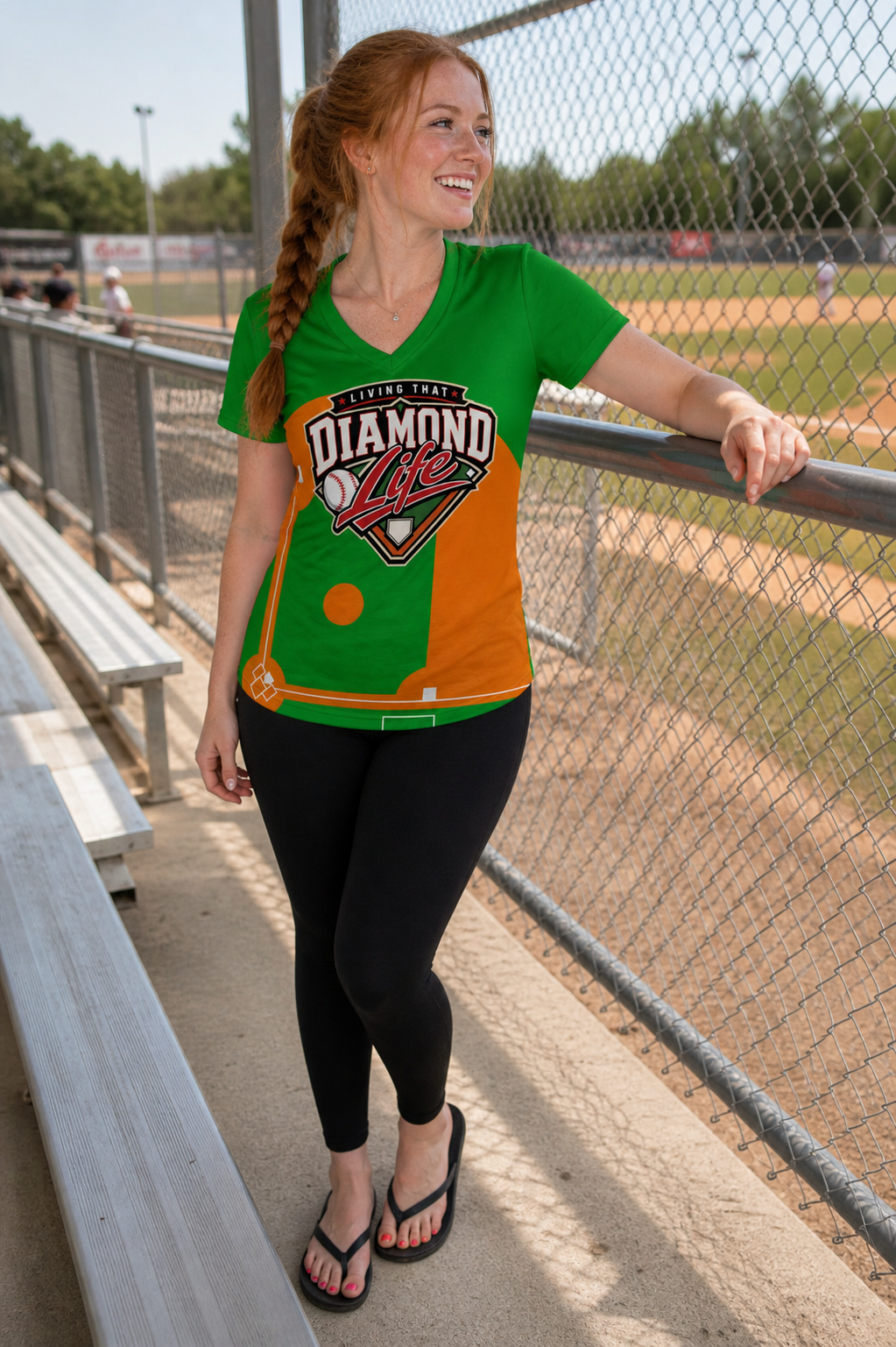 Ninth Inning Studio Diamond Life Women's V-Neck Tee