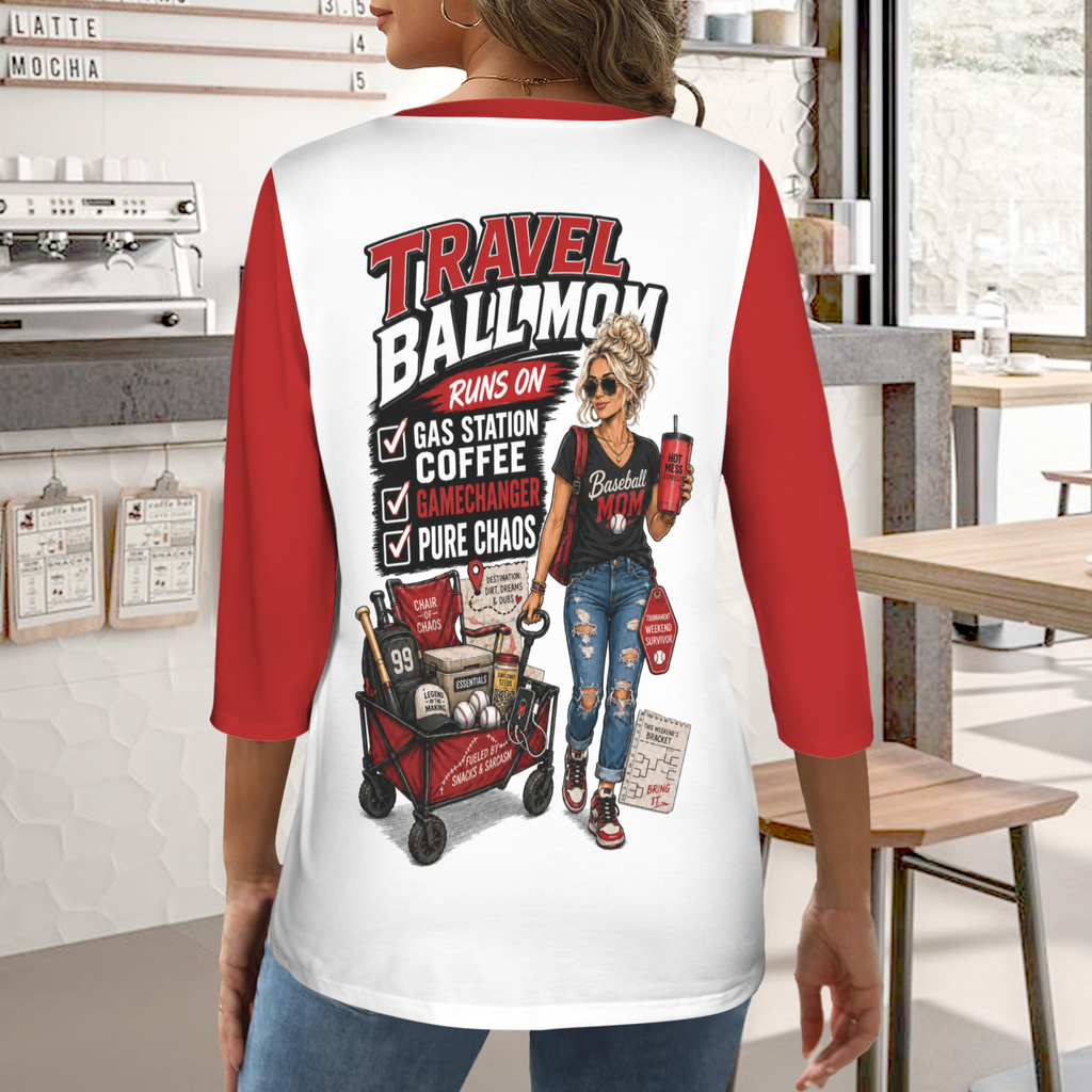 Ninth Inning Studio Travel Ball Mom Runs On Women's Half-Sleeve Tee