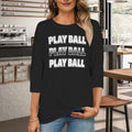 Ninth Inning Studio Playball Purple Women's 3/4 Sleeve Tee