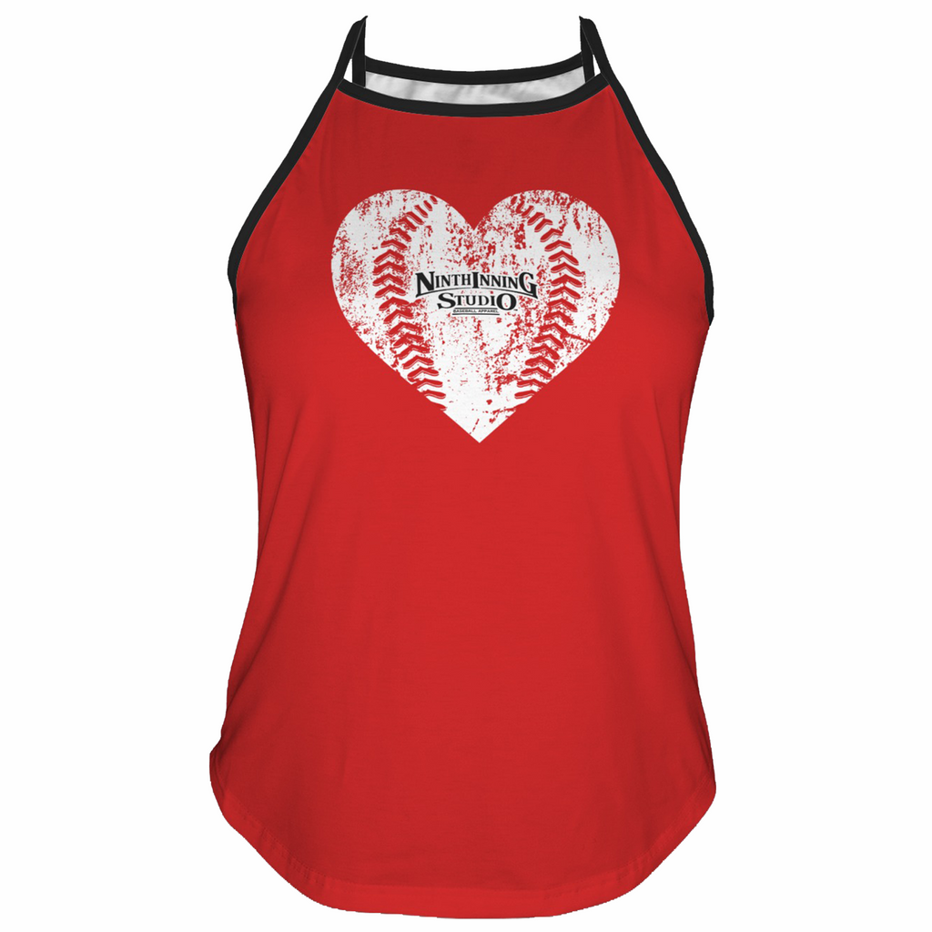 Ninth Inning Studio Built for the Ninth Distressed Heart Attitude Tank-Red/Black