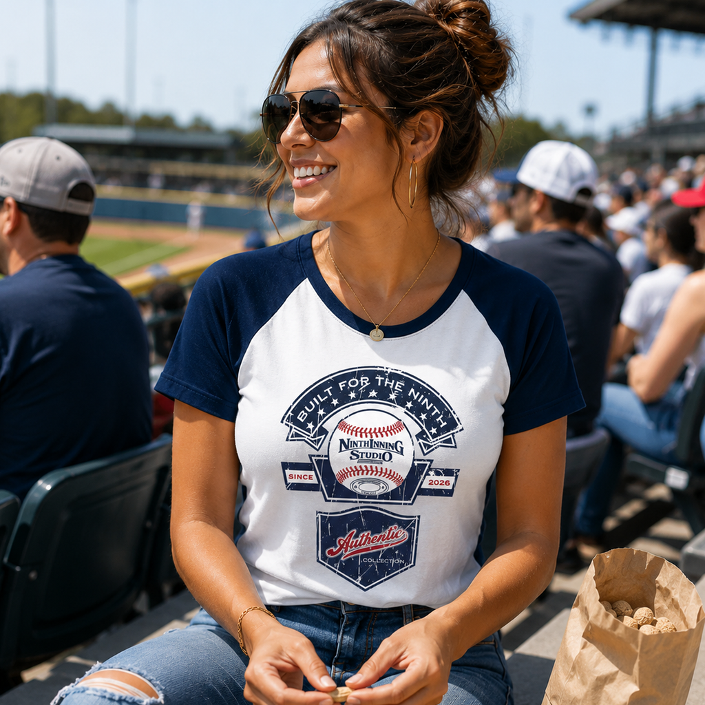 Ninth Inning Studio Built for the Ninth Women's Round Neck Raglan Sleeve Tee