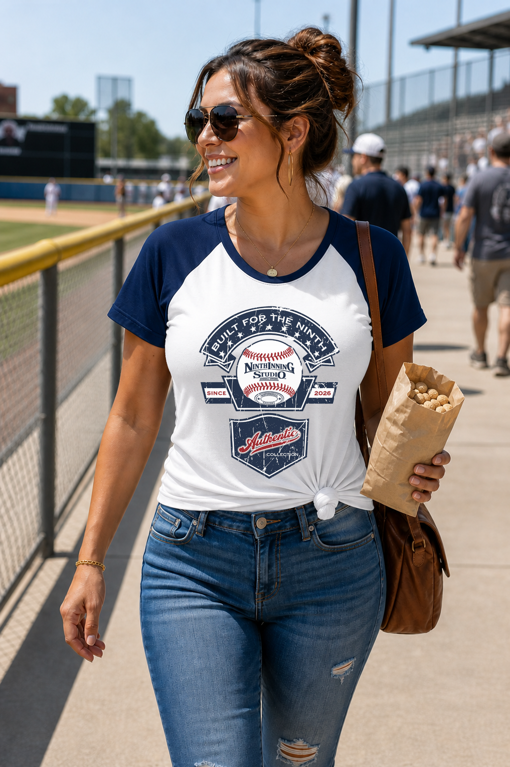 Ninth Inning Studio Built for the Ninth Women's Round Neck Raglan Sleeve Tee