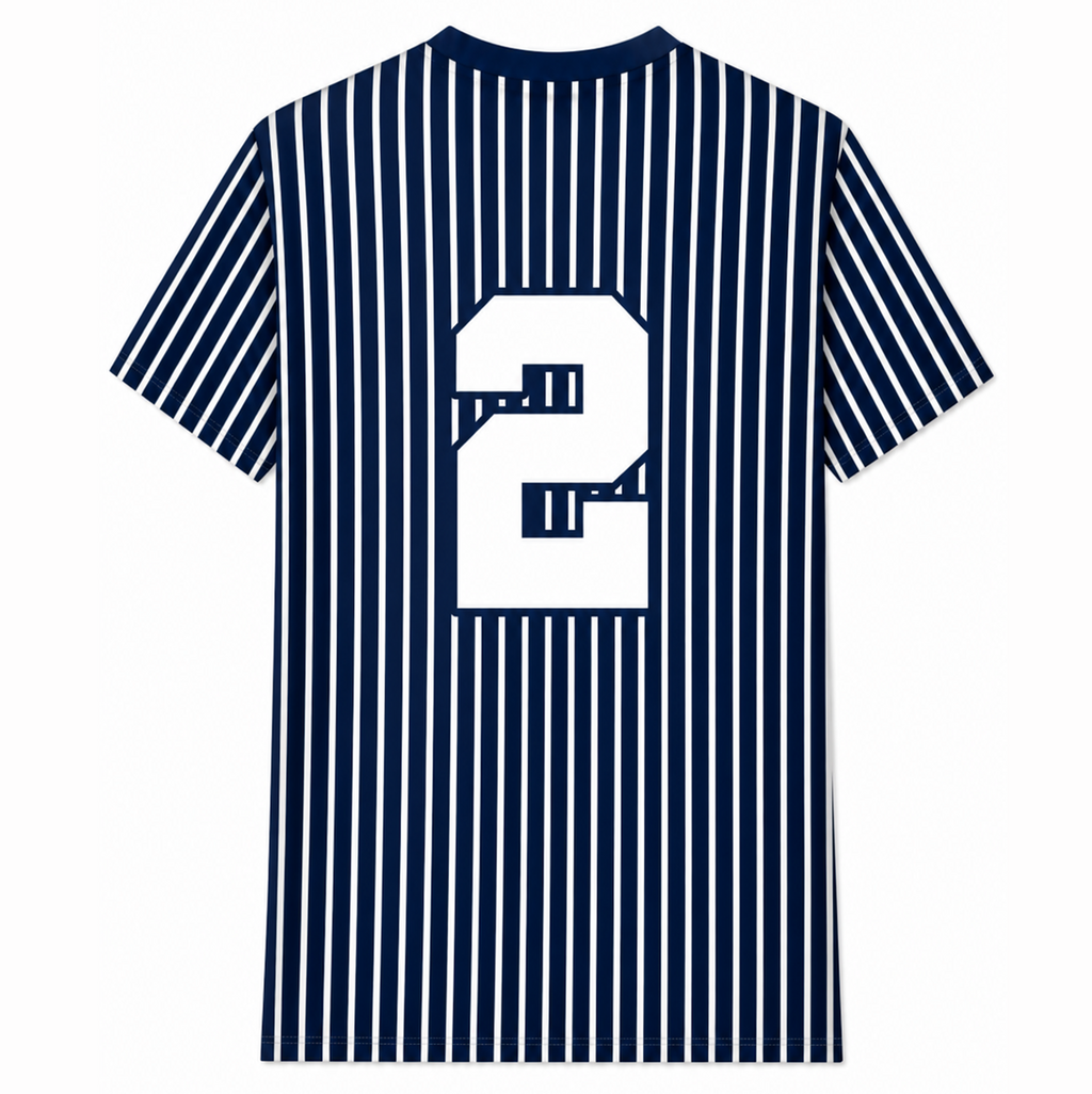 Ninth Inning Studio Logo Men's Premium Performance Tee - Navy/White Pinstripes