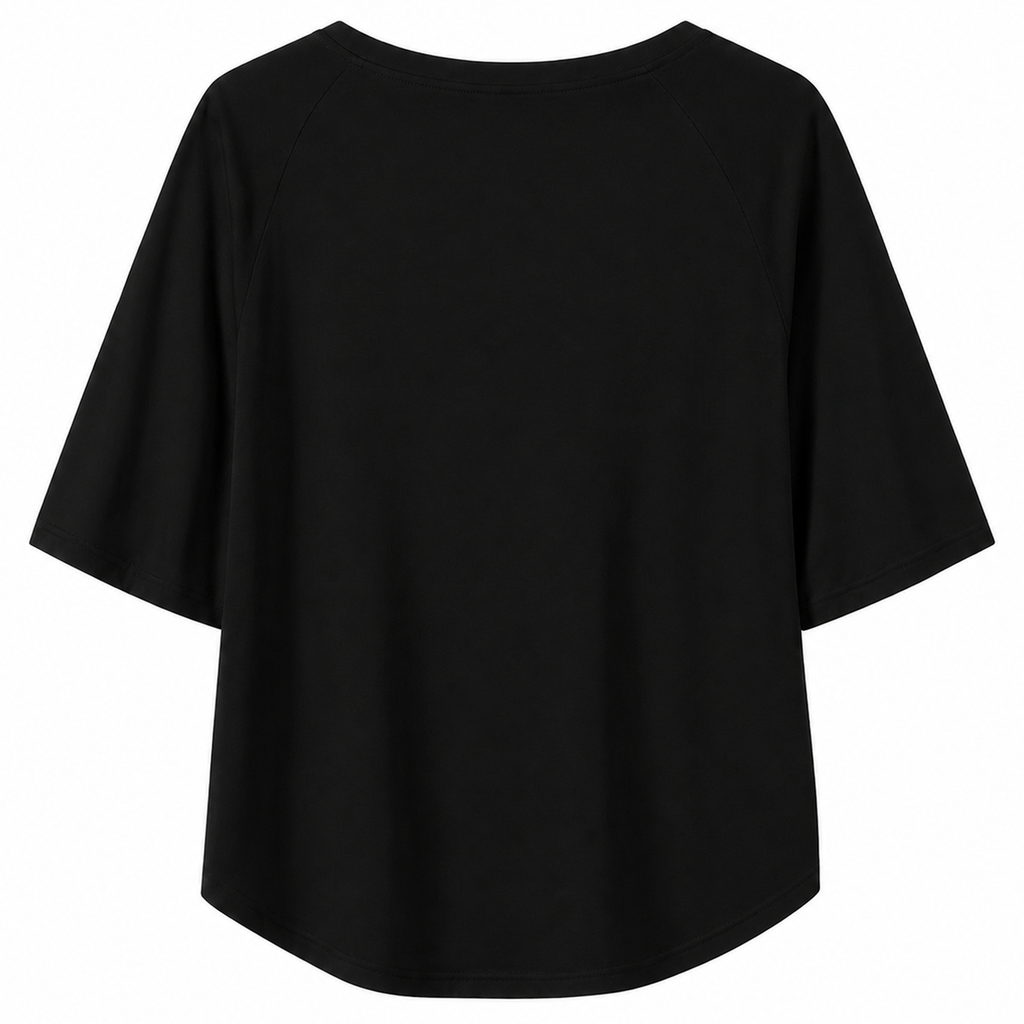 Ninth Inning Studio Baseball Mom Off the Shoulder Tee Black Pinstripes