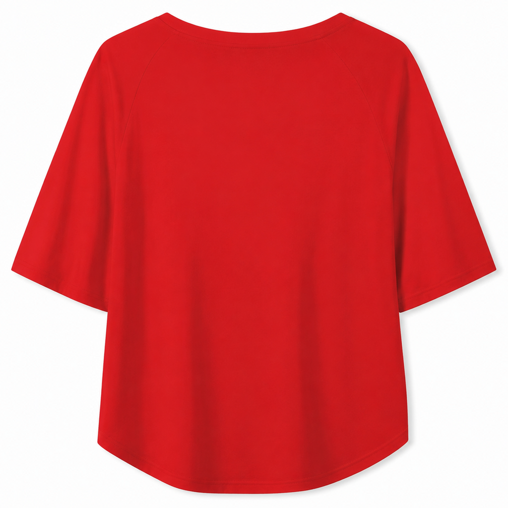 Ninth Inning Studio Baseball Mom-Catcher Women's Off the Shoulder Tee Red-Pinstripes