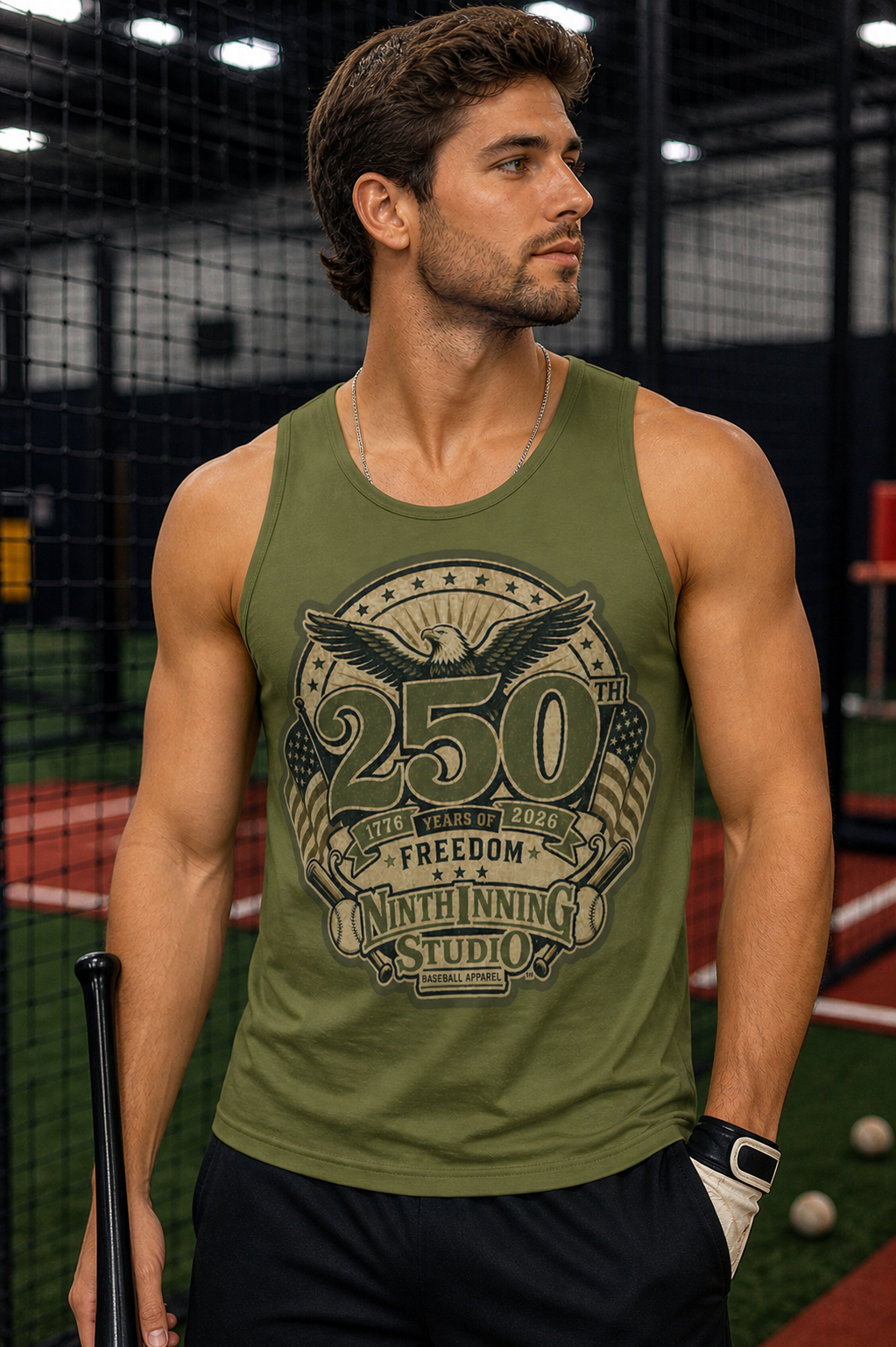 Ninth Inning Studio 250th Anniversary Men's Tank - Olive