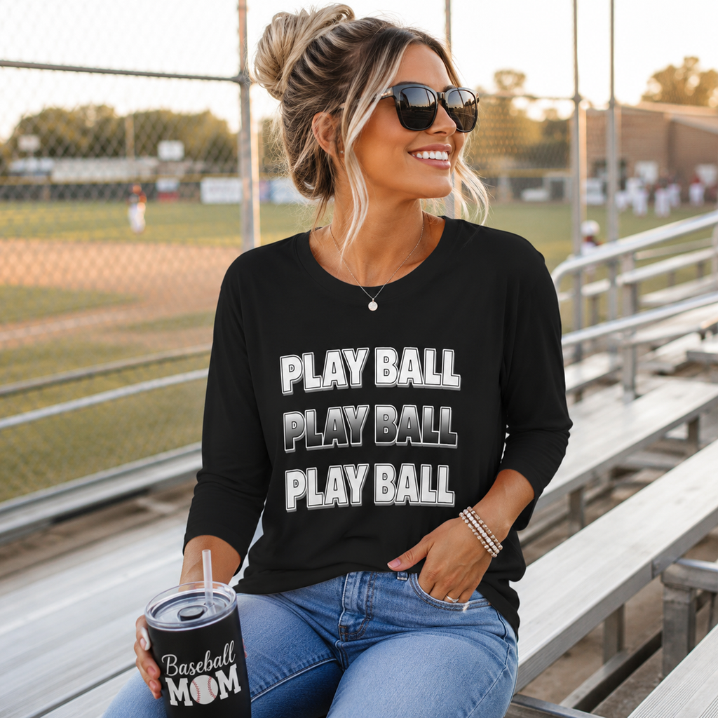 Ninth Inning Studio Play Ball Women's 1/2 Sleeve Tee