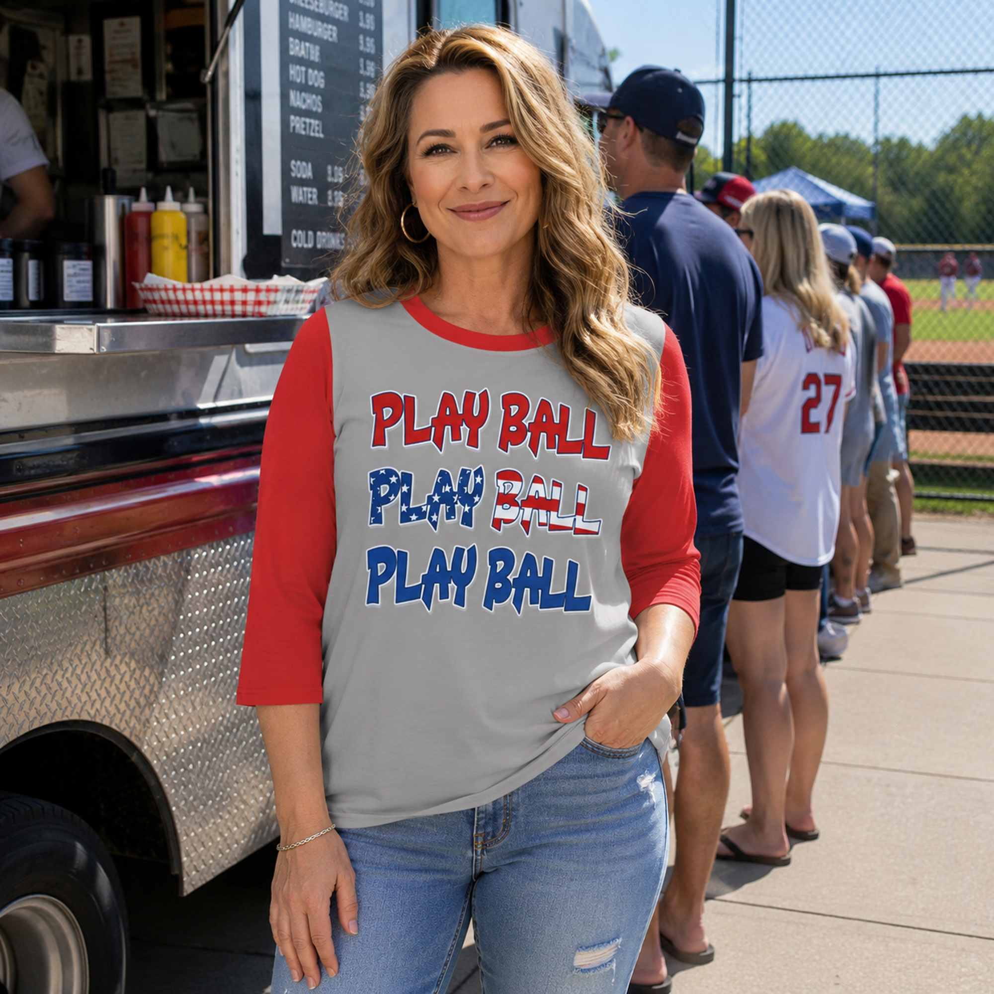 Ninth Inning Studio Play Ball Women's 3/4 Sleeve Tee