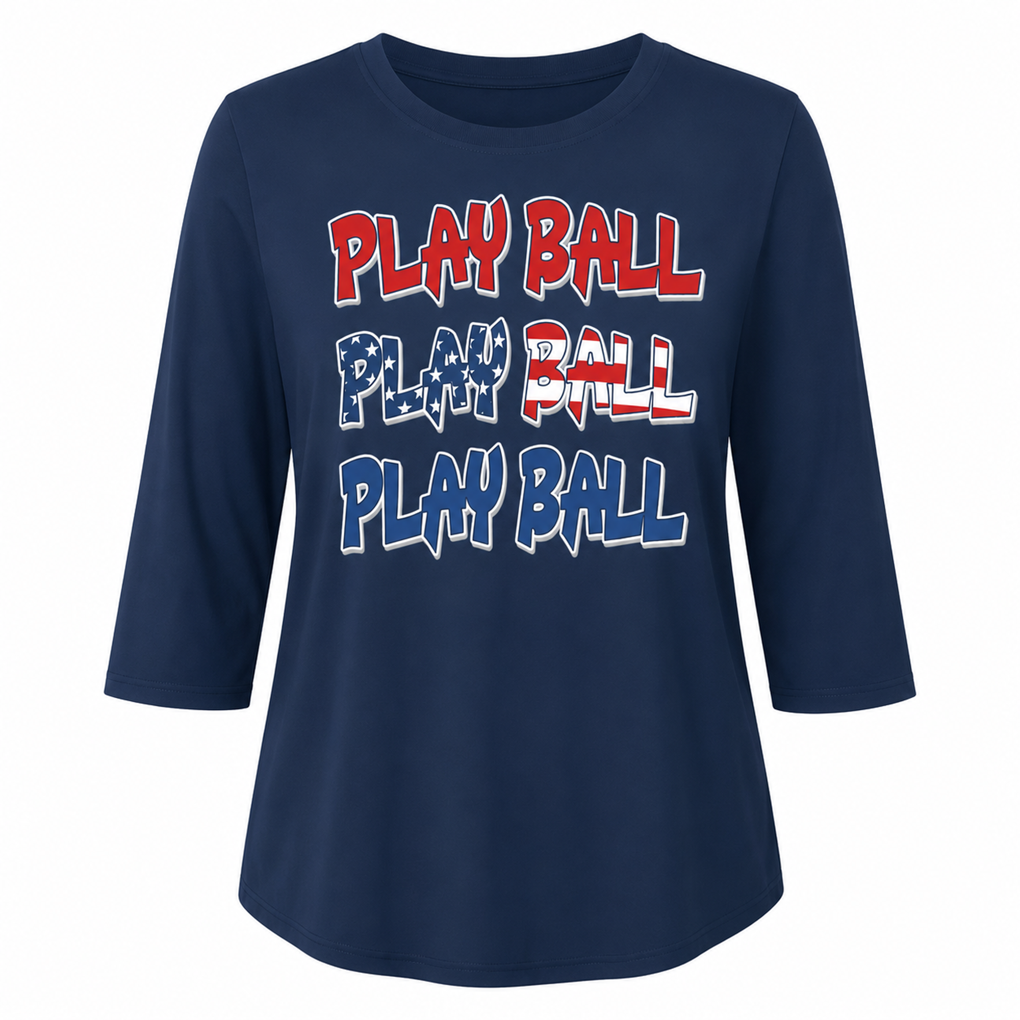 Ninth Inning Studio Play Ball Women's 3/4 Sleeve Tee