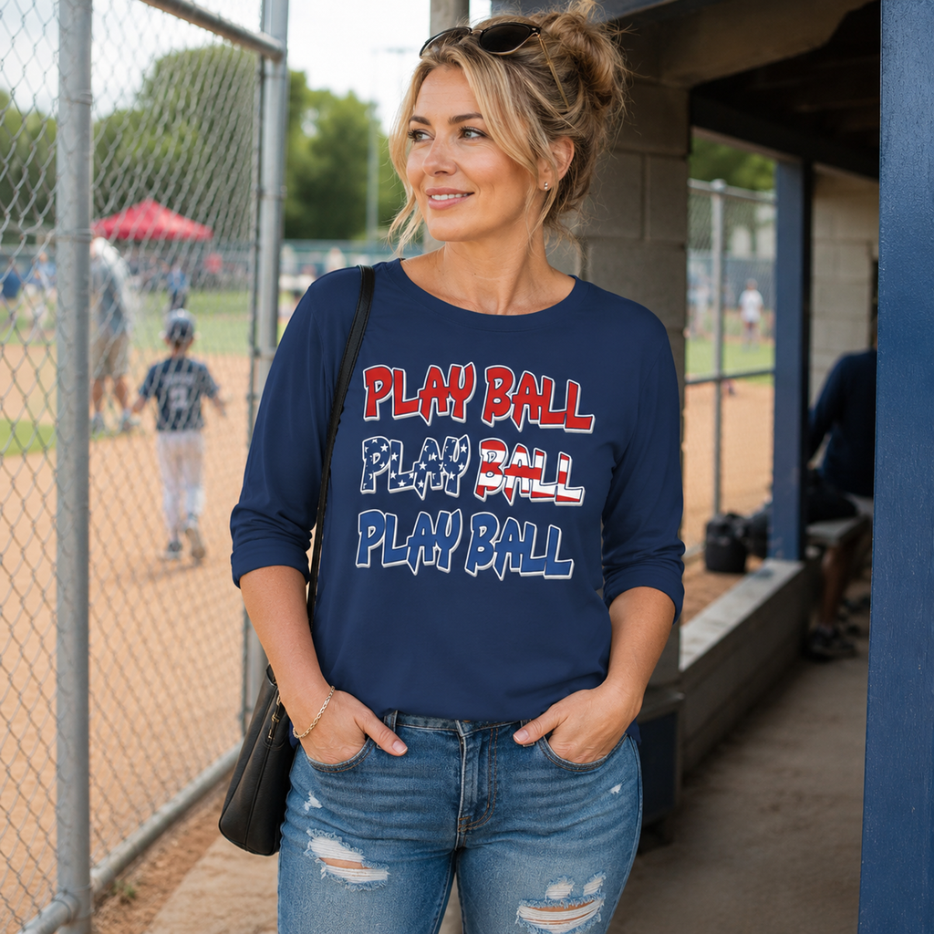 Ninth Inning Studio Play Ball Women's 1/2 Sleeve Tee