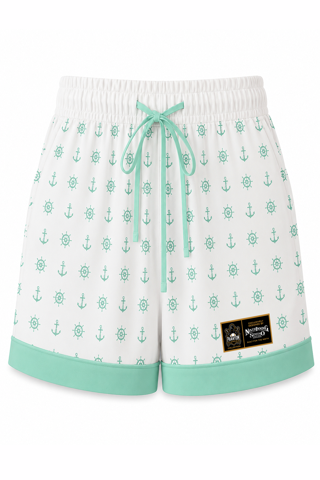Ninth Inning Studio Women's Elastic Waist Pocket Shorts-Kooks-Phantom Collection-White