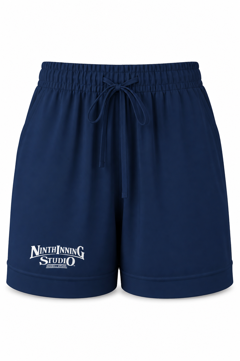 Ninth Inning Studio Women's Elastic Waist Pocket Shorts-Navy