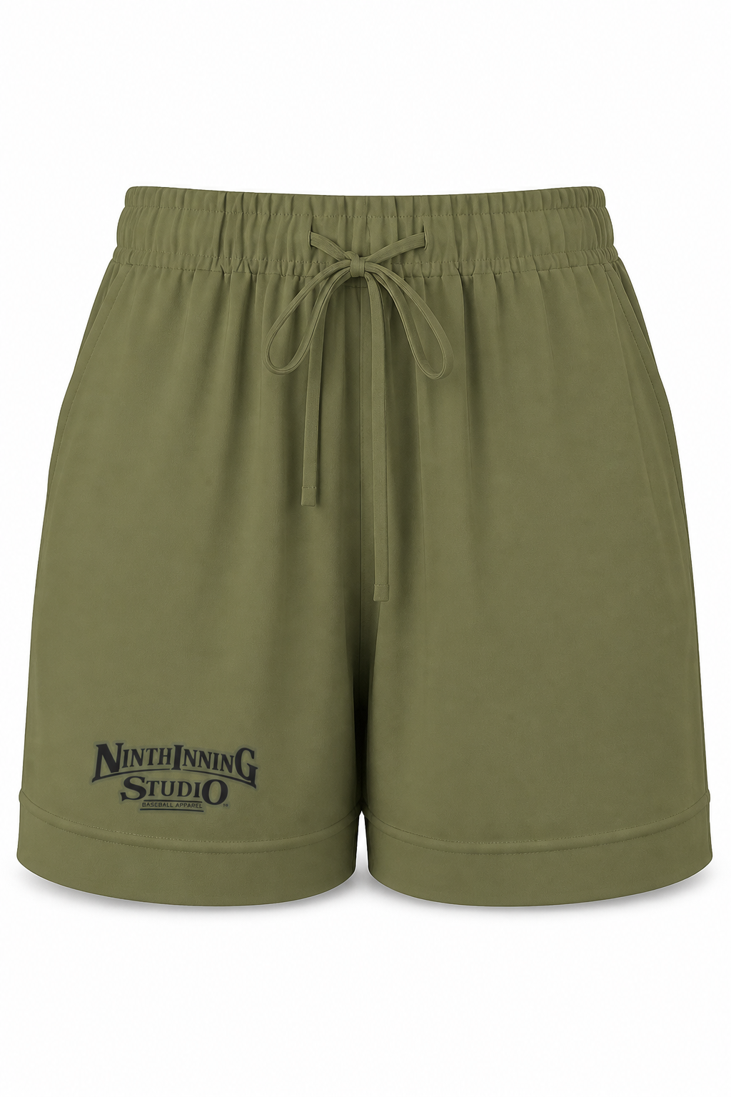 Ninth Inning Studio Elastic Waist Shorts-Olive