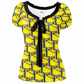Ninth Inning Studio Women's Softball Puff Sleeve Pleated Shirt