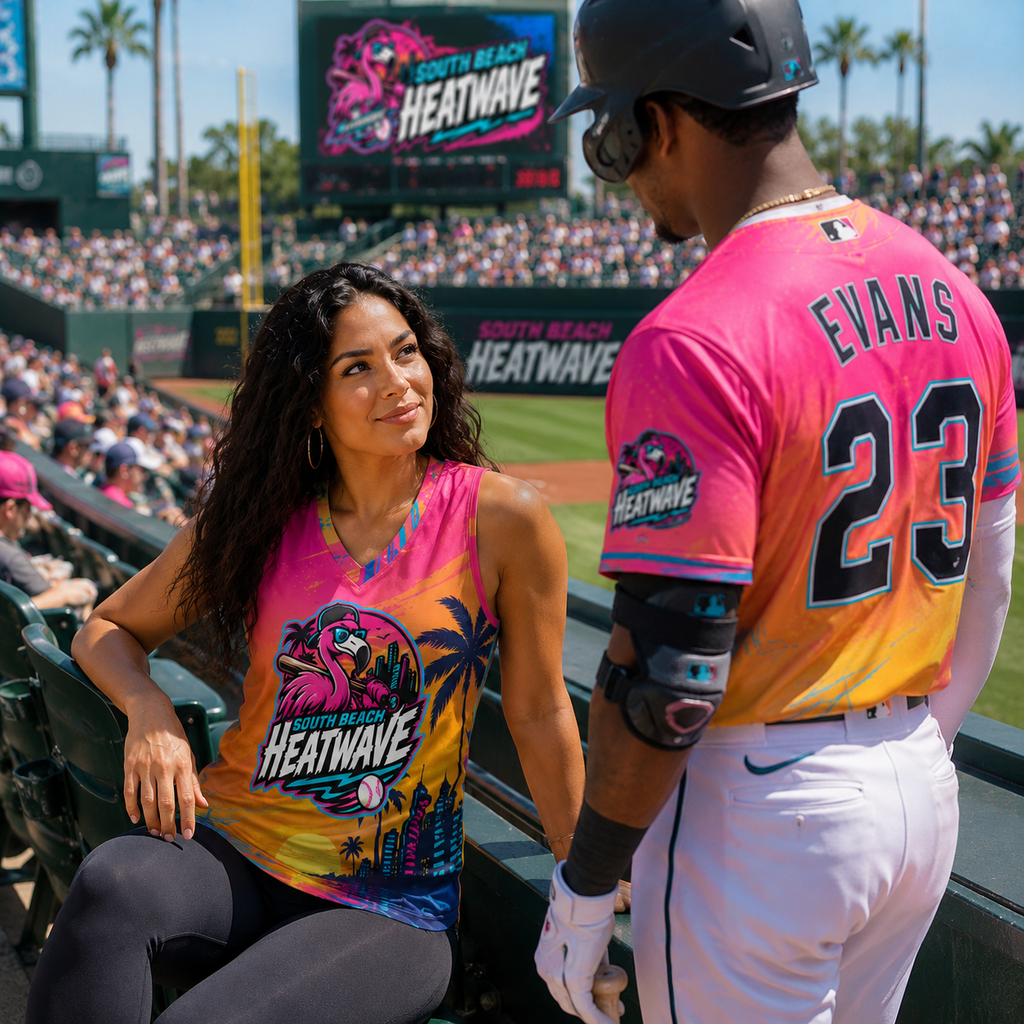 Ninth Inning Studio South-Beach-Heatwave Women's  V-Neck Tee