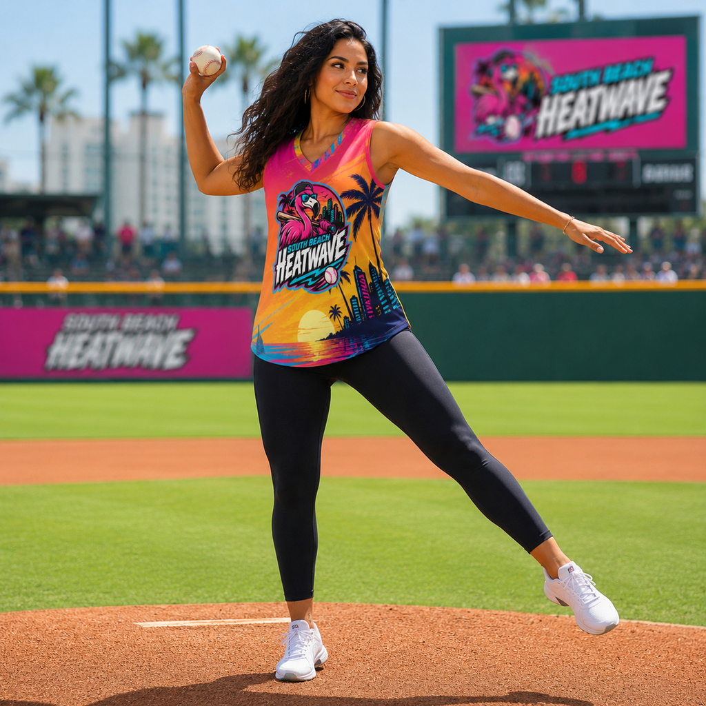 Ninth Inning Studio South-Beach-Heatwave Women's  V-Neck Tee
