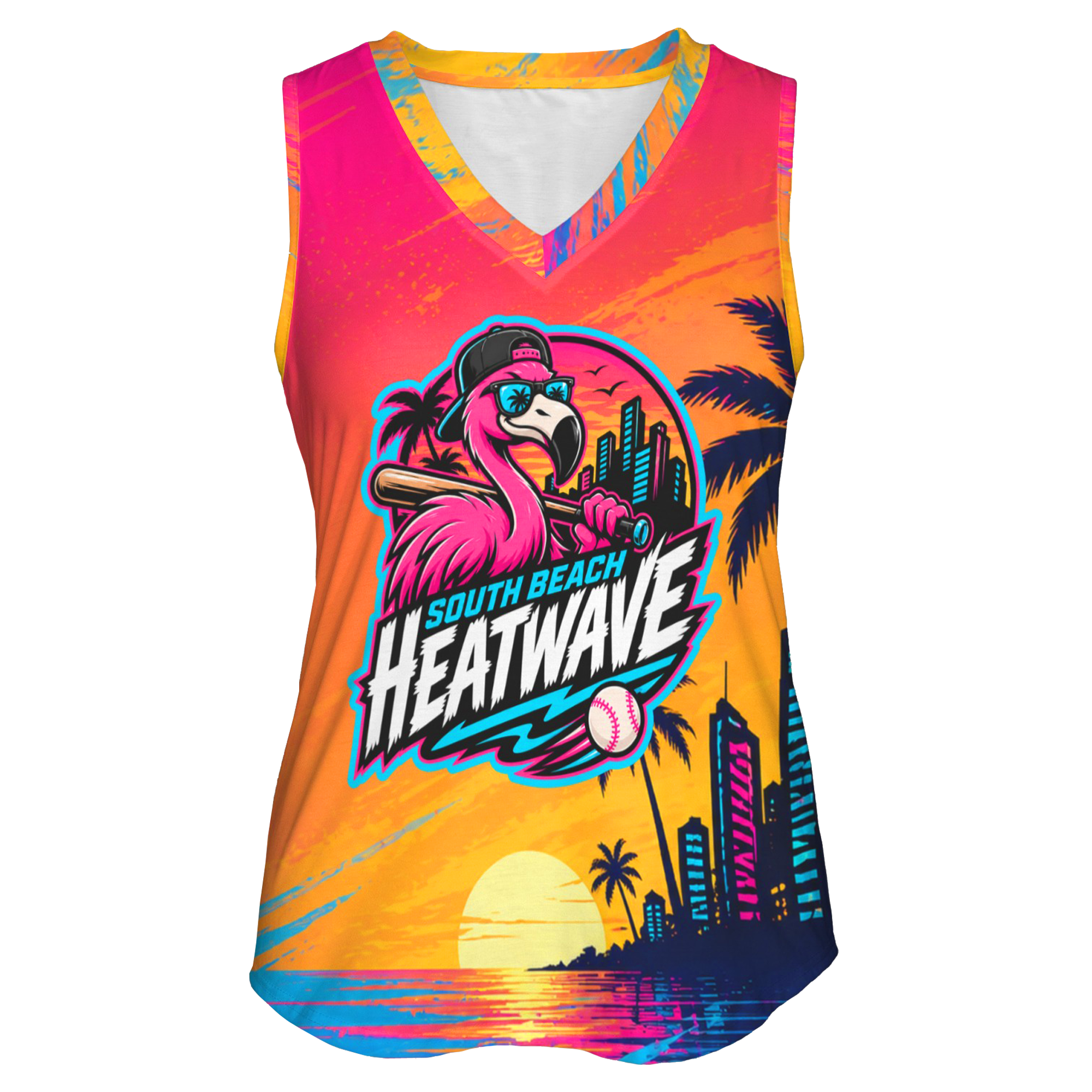 Ninth Inning Studio South-Beach-Heatwave Women's  V-Neck Tee