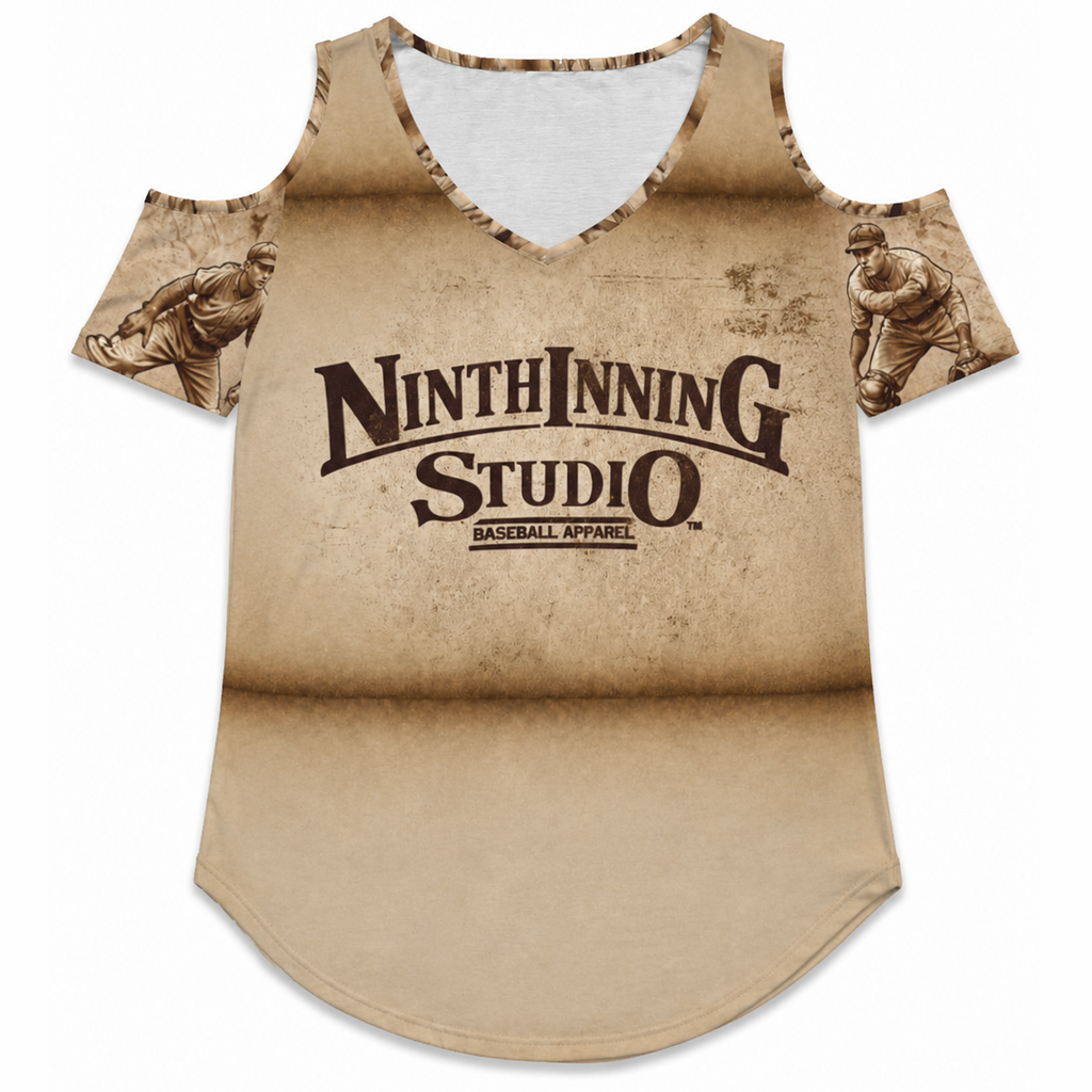 Ninth Inning Studio Vintage Players Women's Cold-Shoulder Tee