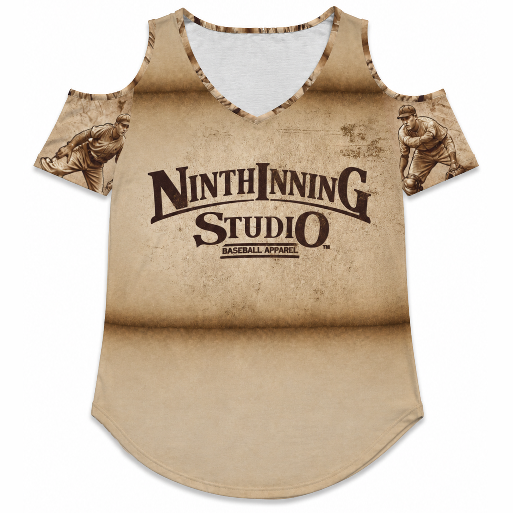 Ninth Inning Studio Vintage Players Women's Cold-Shoulder Tee